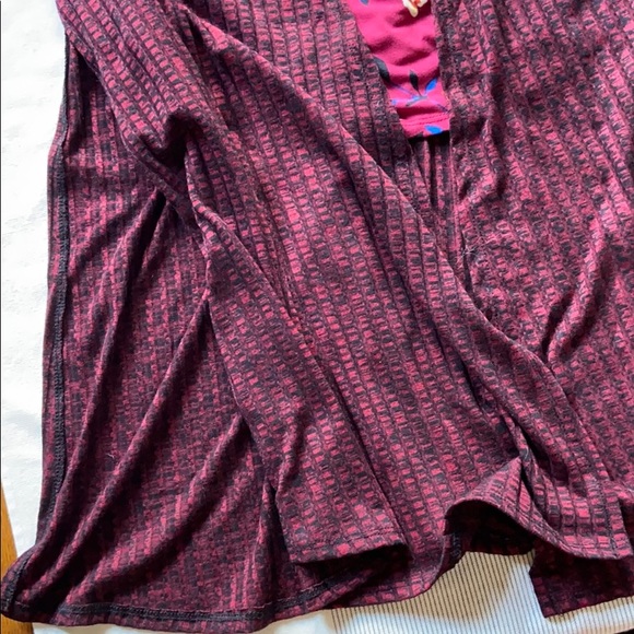 LULAROE JOY XS Longline Duster Vest Cardigan Red Black Heather - Picture 5 of 8